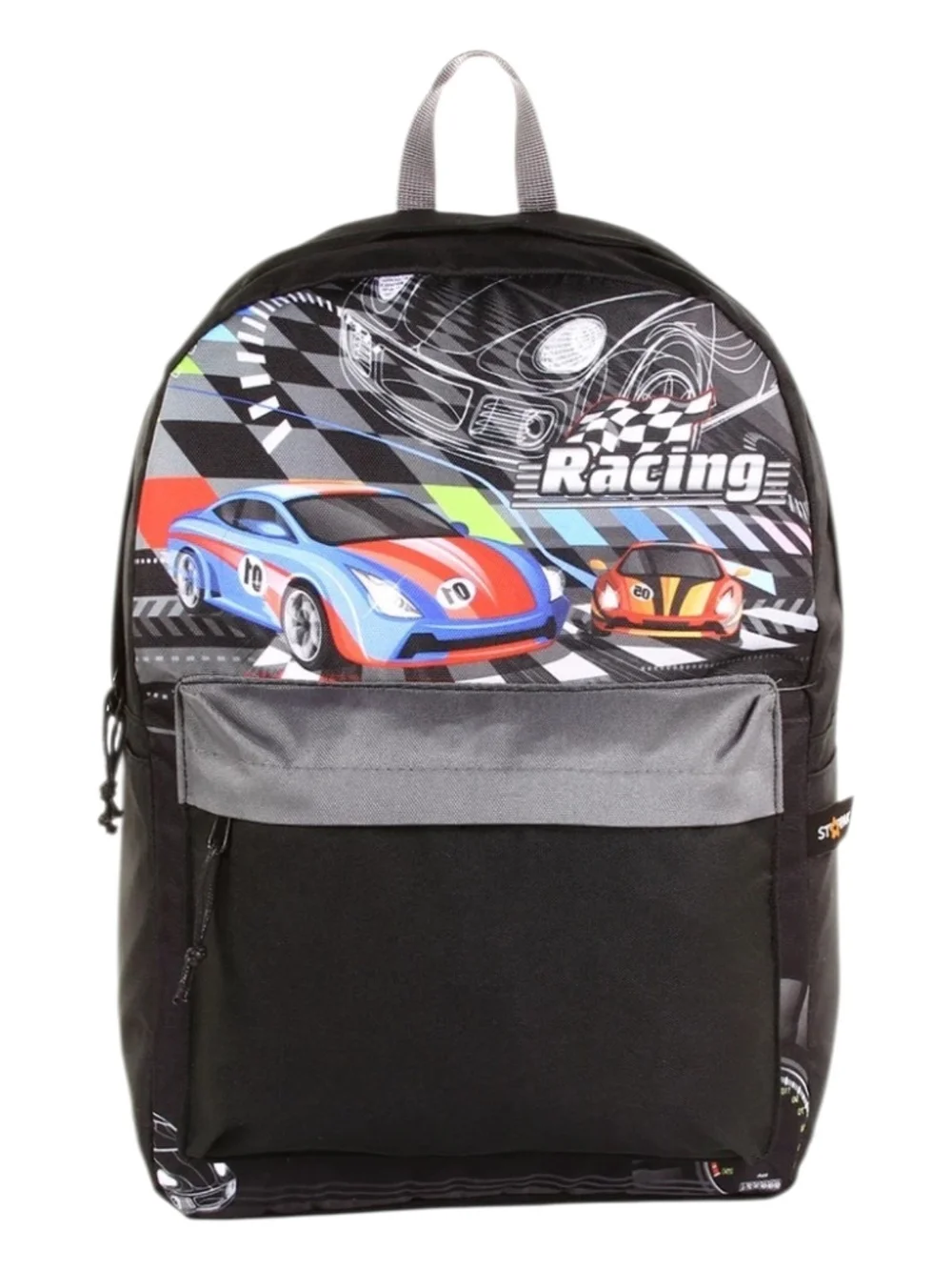 Kids' Racing Graphic Black and Gray Backpack 16